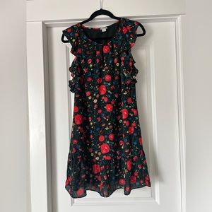 J Crew Floral Ruffle Flutter Sleeve Dress Size XS